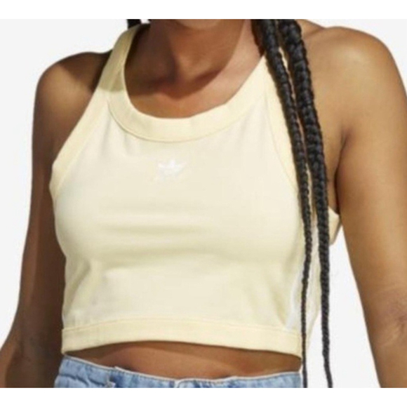 Adidas 3 Stripes Women's Beige Top Size Large - Picture 1 of 7